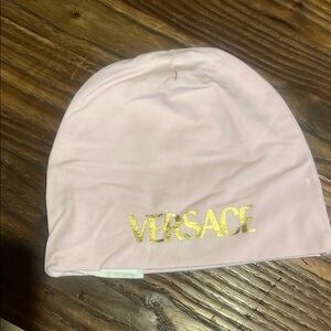 Versace Pink Beanie with Gold Logo